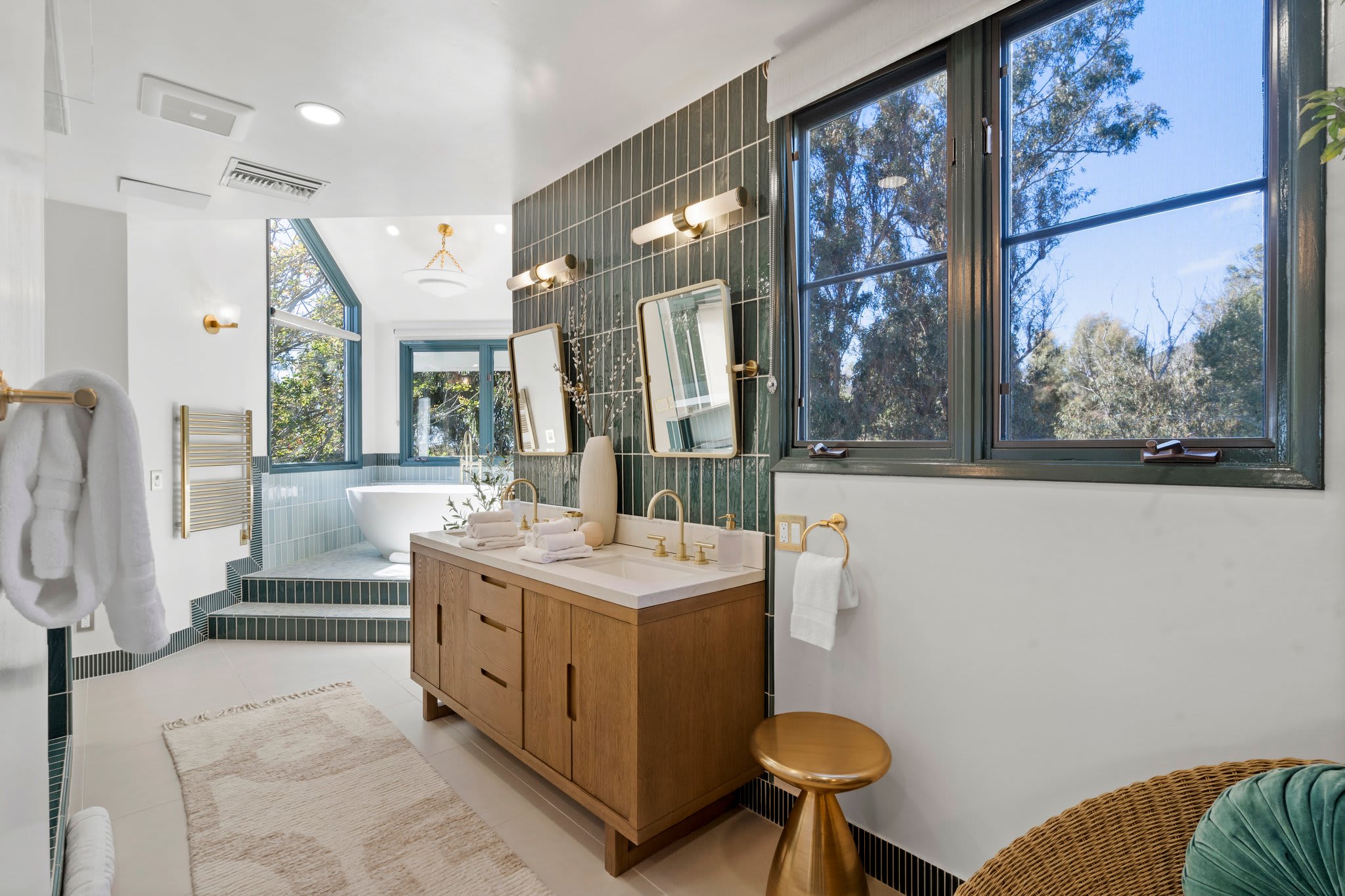 Bask in the glow of golden accents and soft natural light.