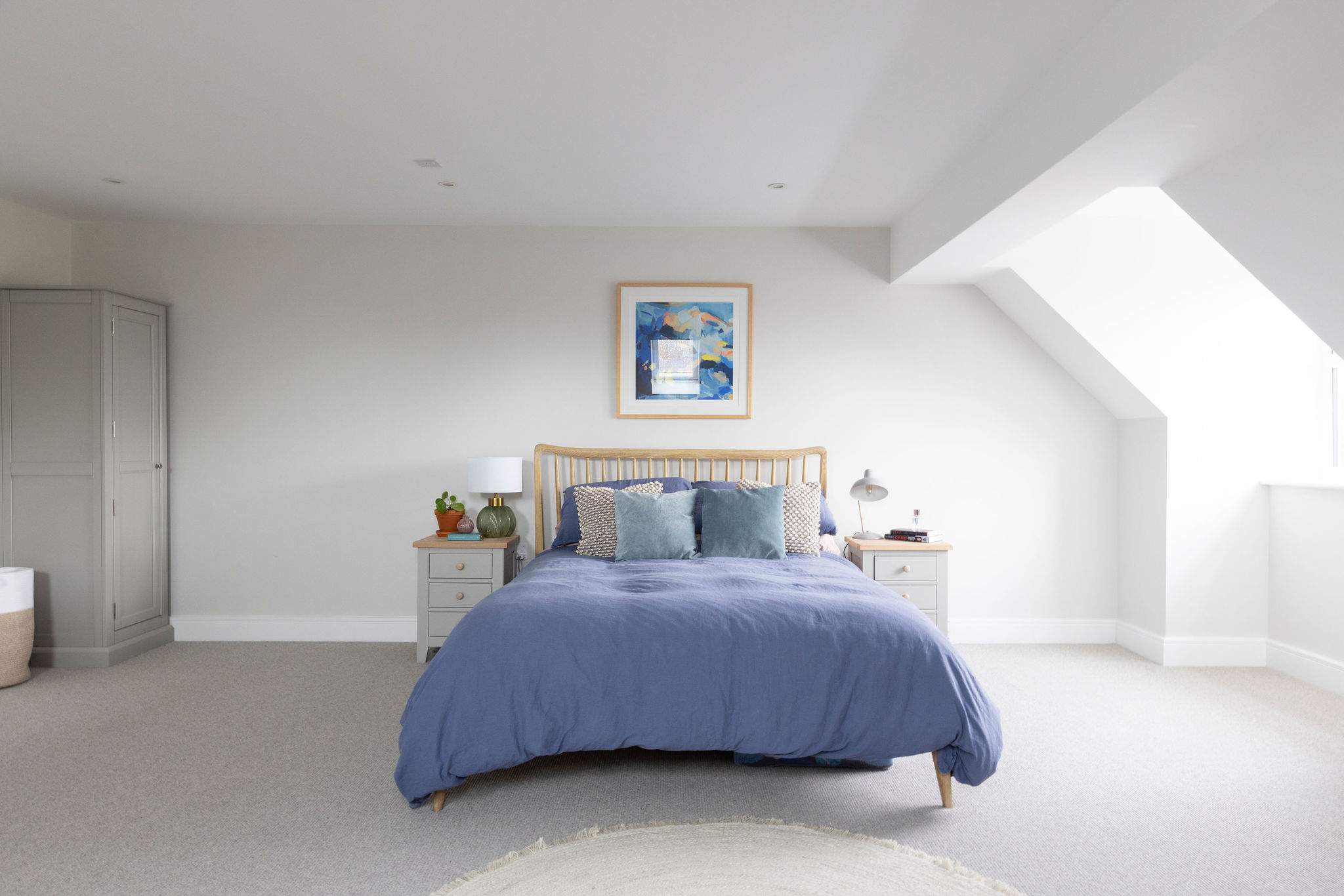 Head upstairs to the master bedroom.