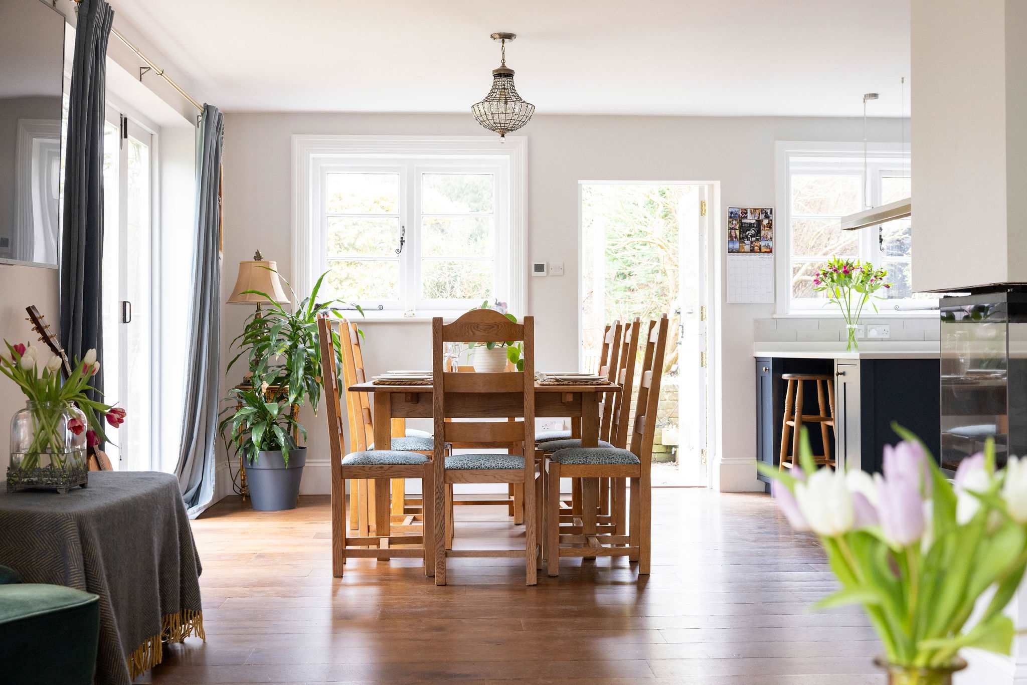 A welcoming dining space with natural light and a connection to the outdoors