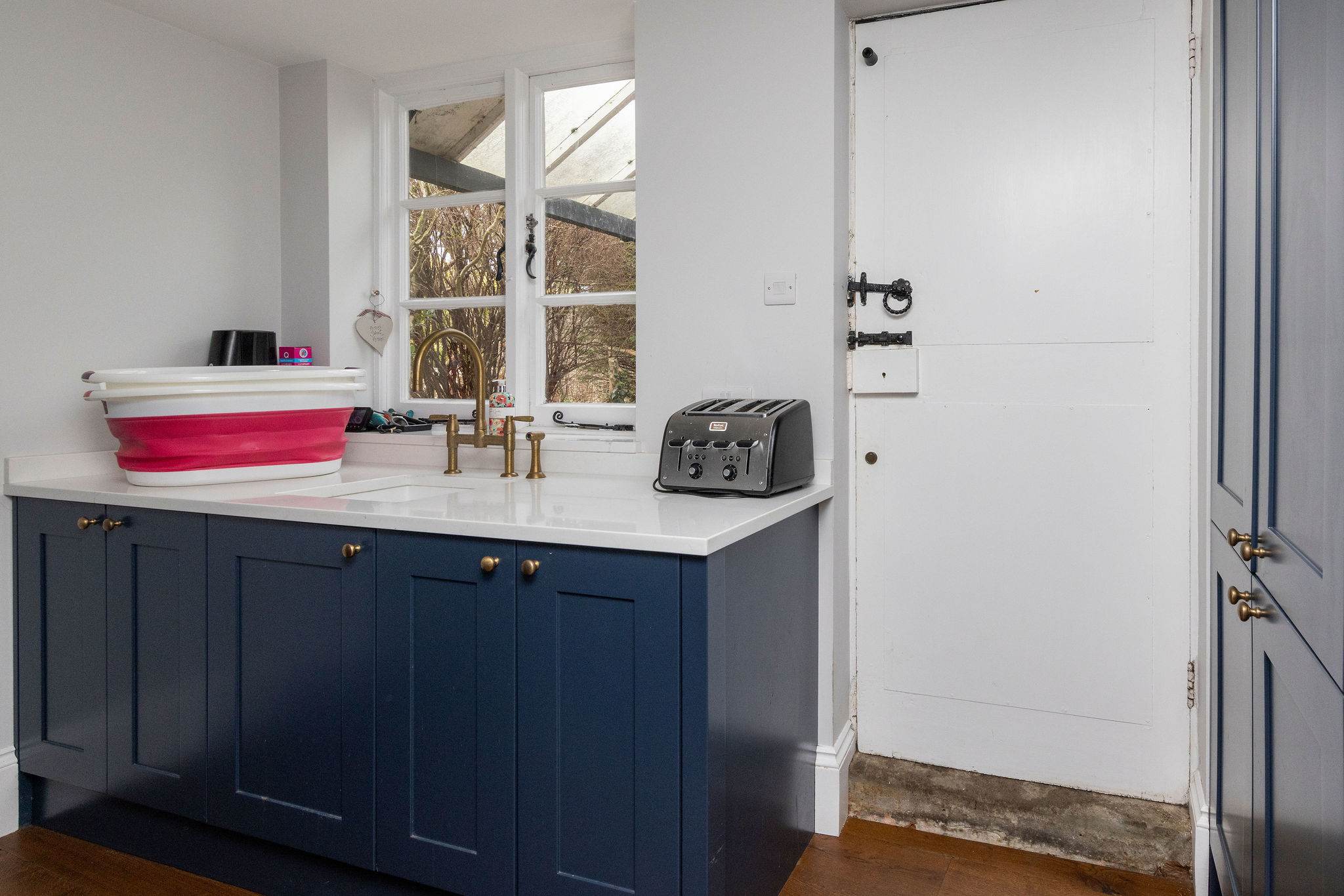 A functional and stylish utility area blending practicality with design