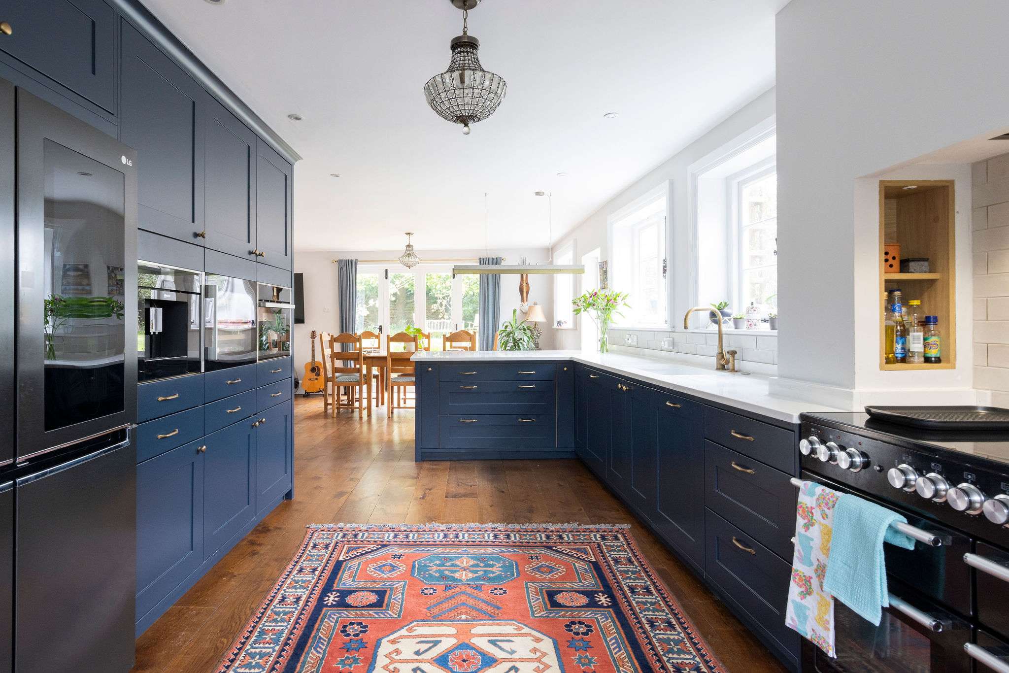 A charming kitchen corner with farmhouse-style fixtures and a warm aesthetic
