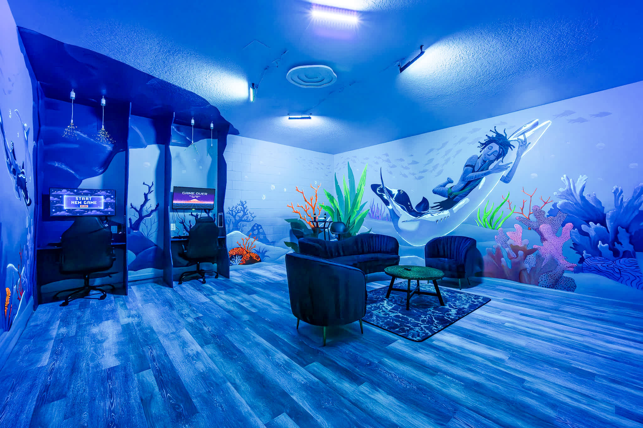 From gaming sessions to movie nights, our space is designed for entertainment and comfort. Enjoy the vibrant atmosphere and unique decor