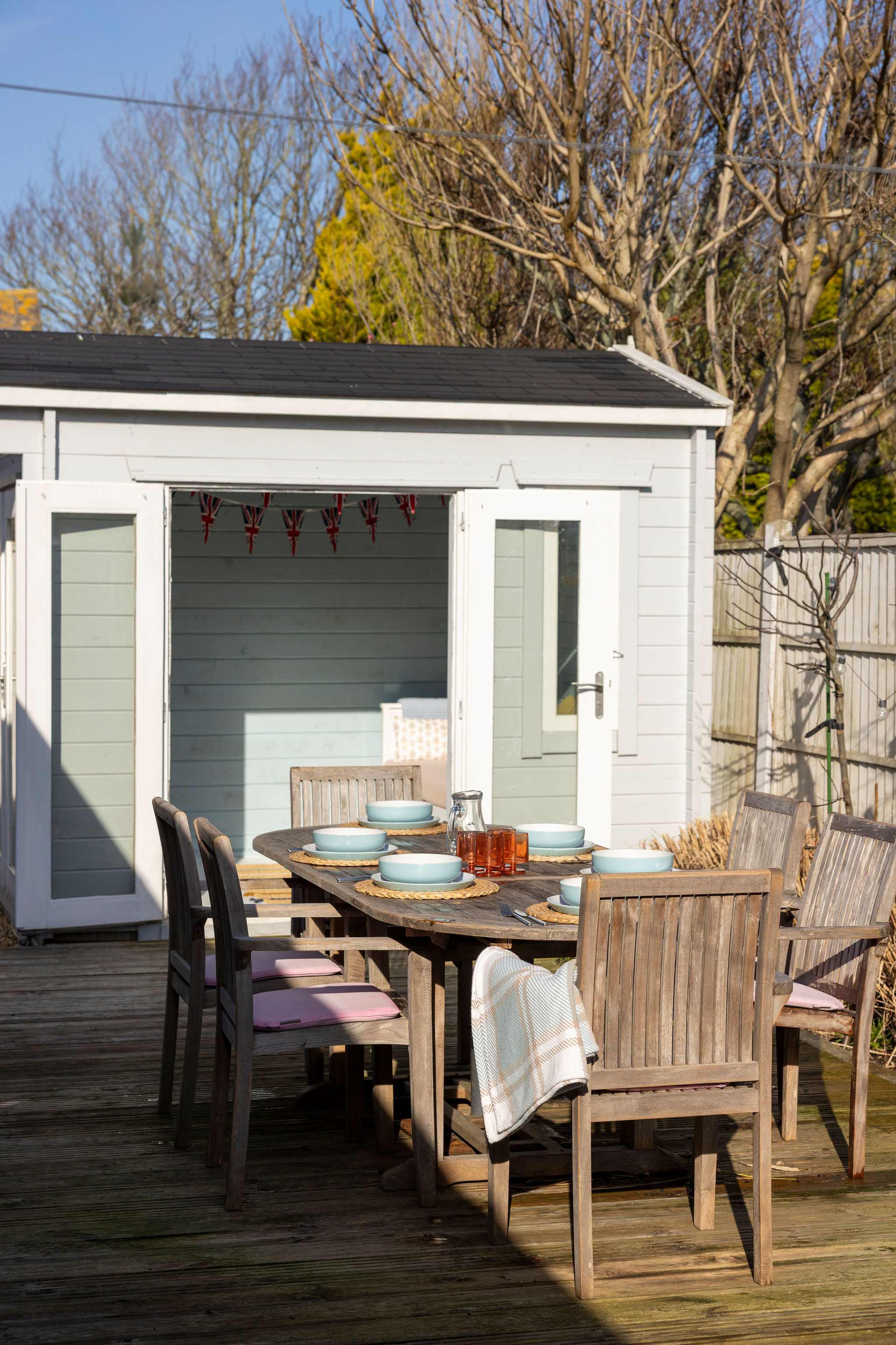 Dine al fresco on the deck with seating for six, right outside the summerhouse and perfect for enjoying BBQ meals.