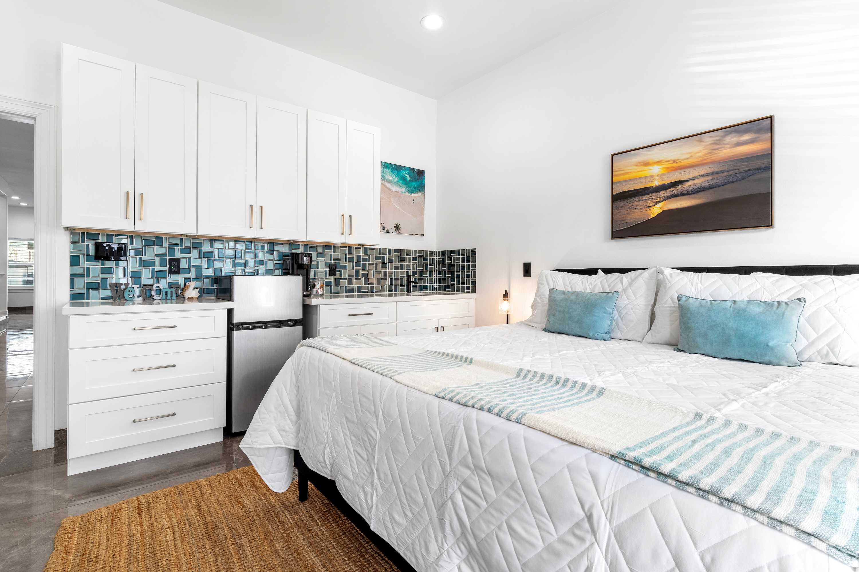 King bedroom suite with kitchenette