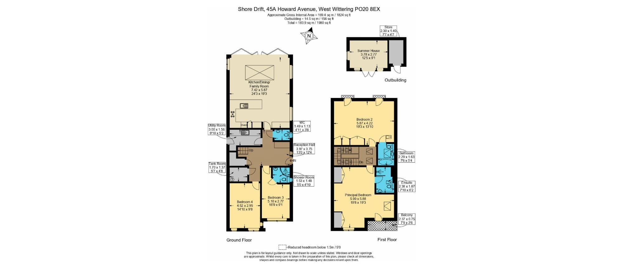 Handy floorplan for choice of bedrooms!