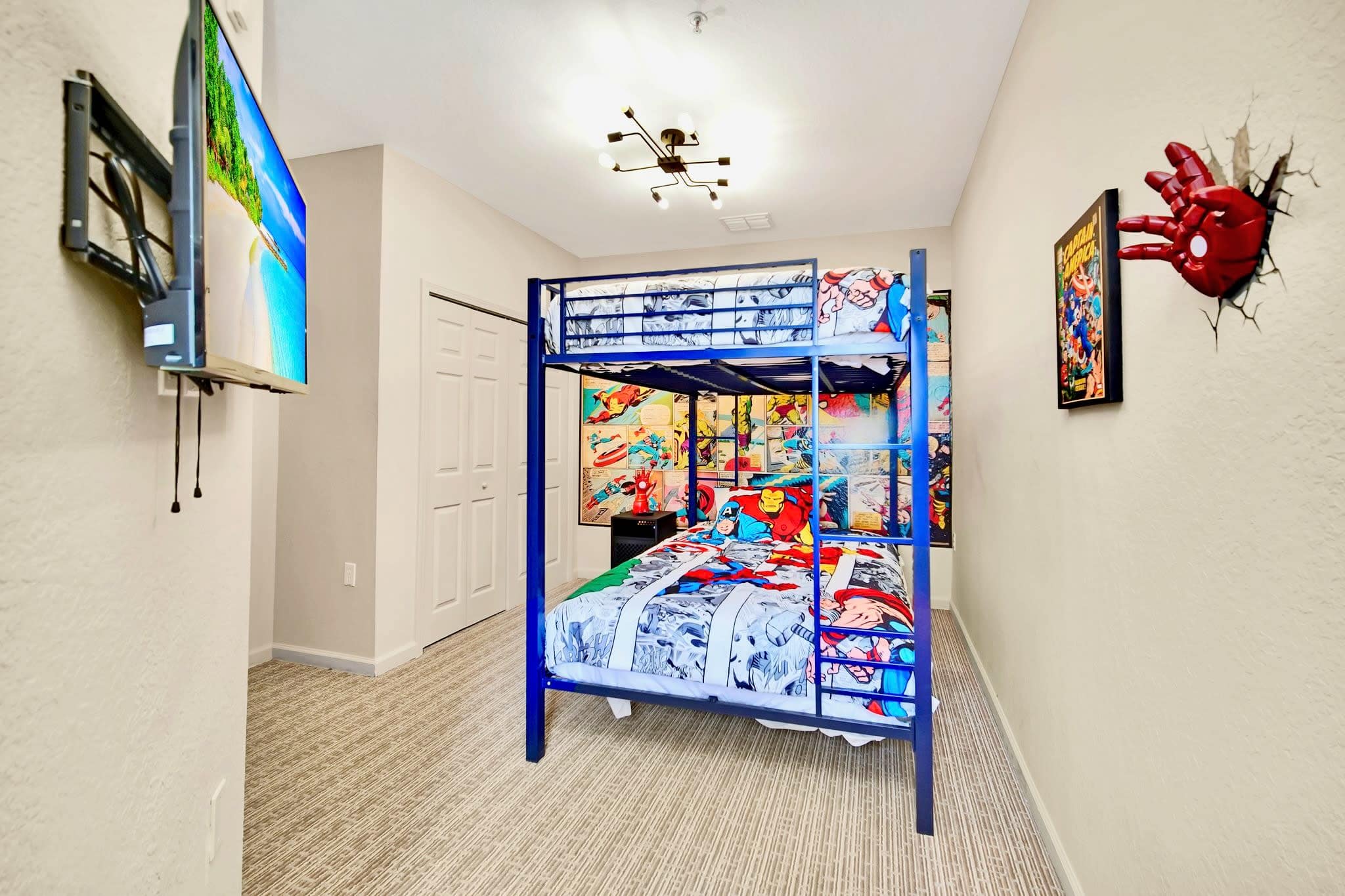 Captain America Themed Bunk Bedroom with Smart TV