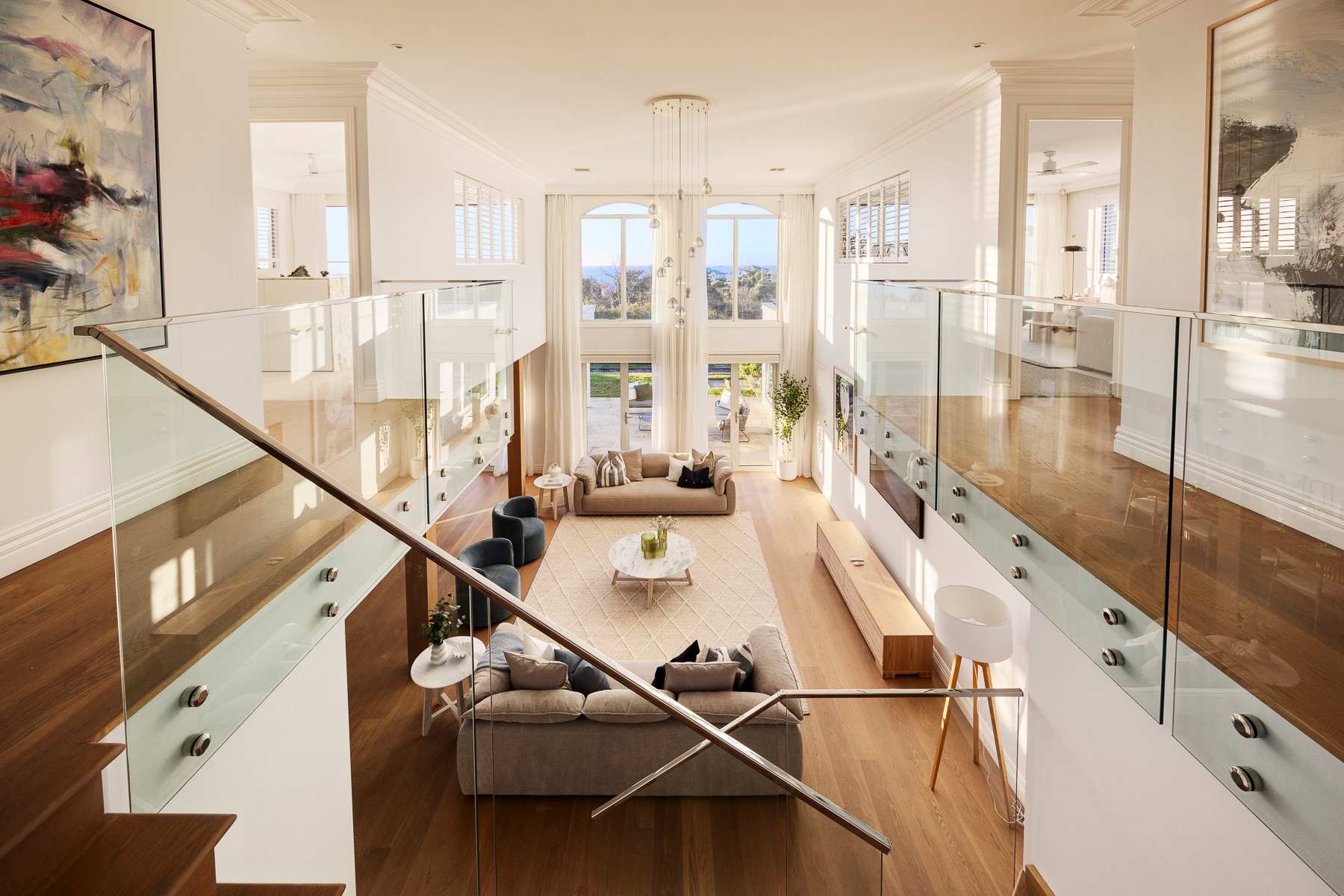 Living room and main area wide view