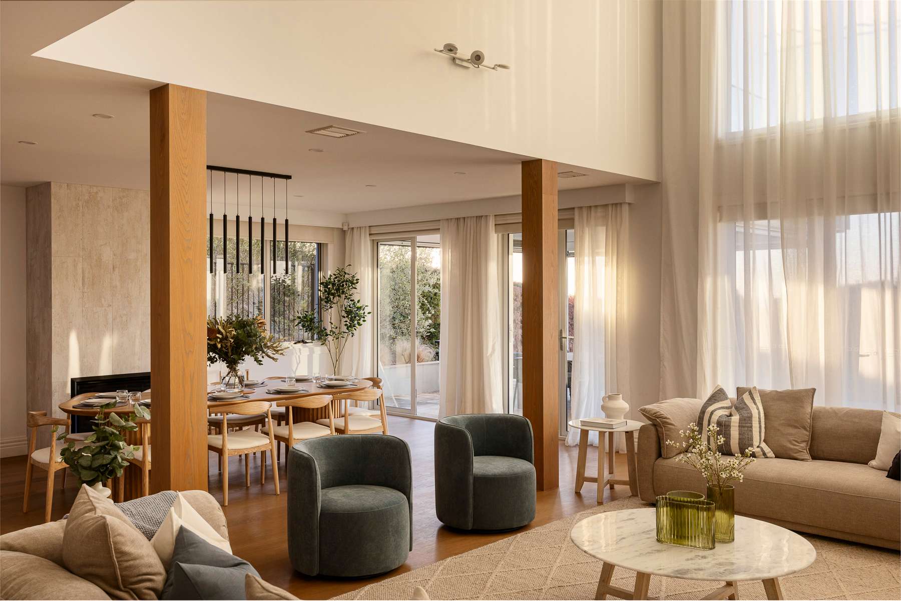 Living room and dining area