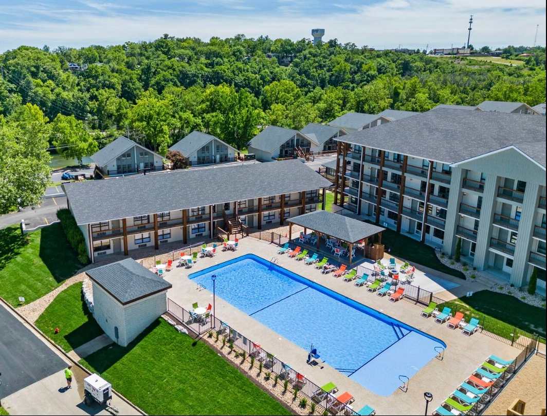 One of Branson's most beautiful pools with plenty of loungers, tables and chairs, gazebo and kids playground.