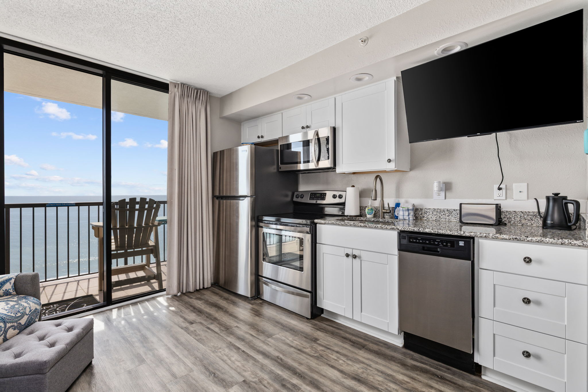 A kitchen with a view