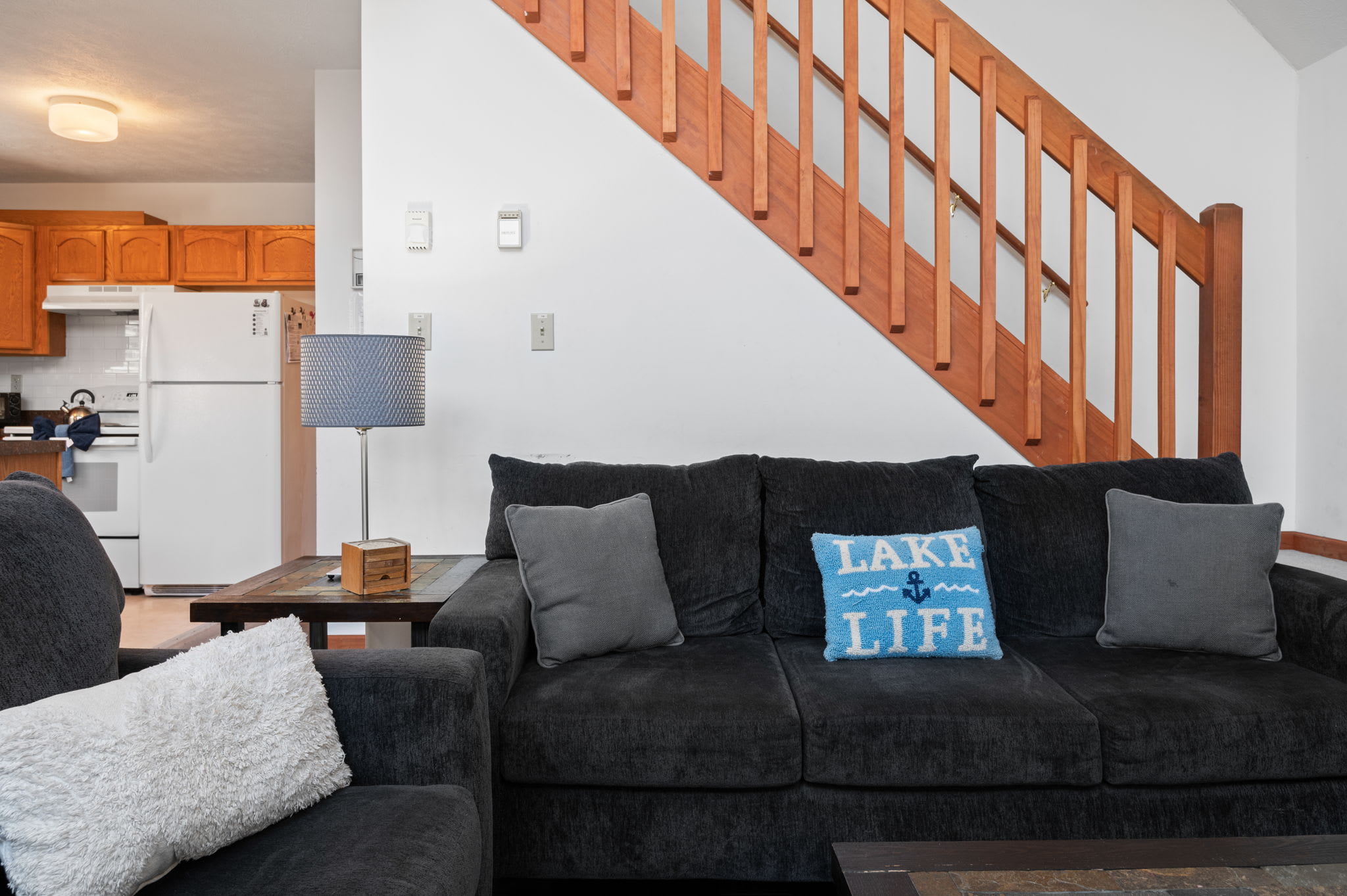 The spacious living area offers plenty of room for the whole group to relax