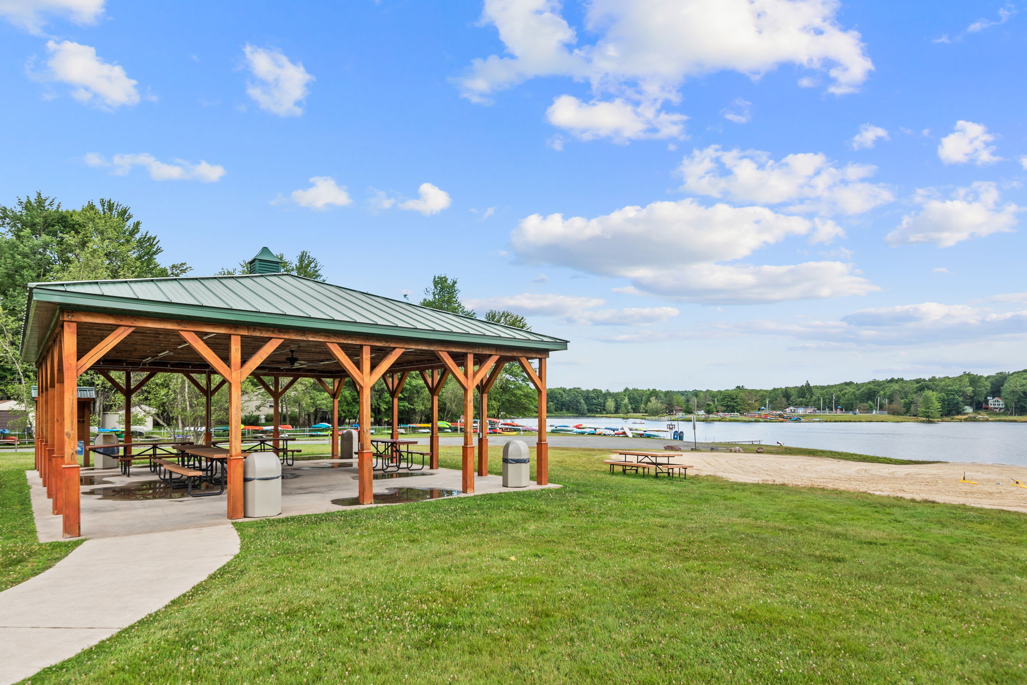Relax under the covered pavilion at the community park and beach area