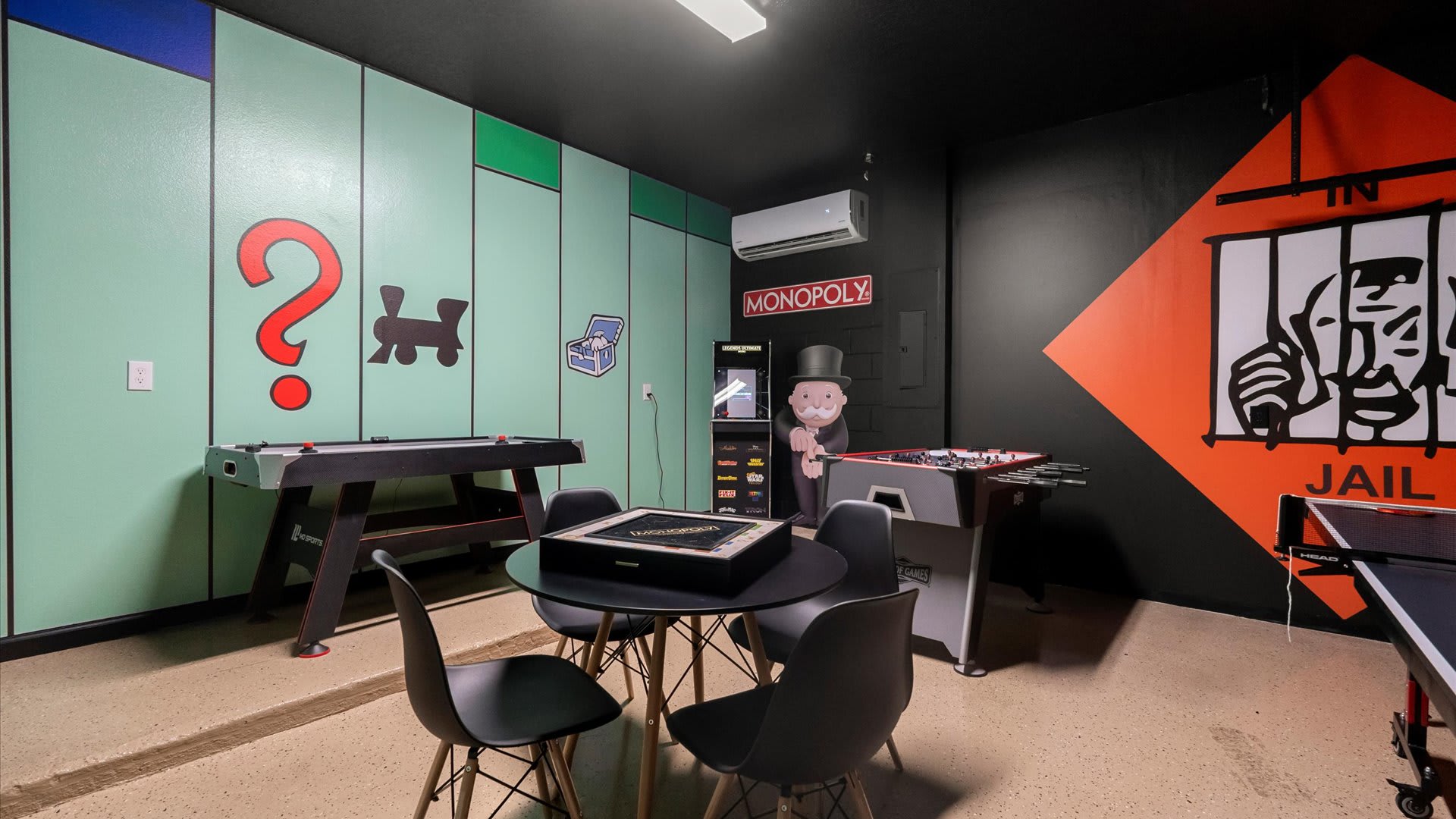Monopoly themed in-home games room