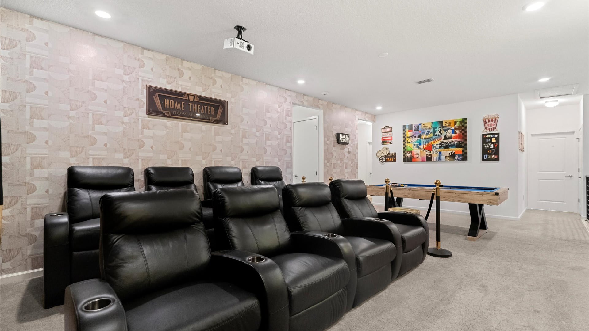 Brand new in-home theatre with billiards table