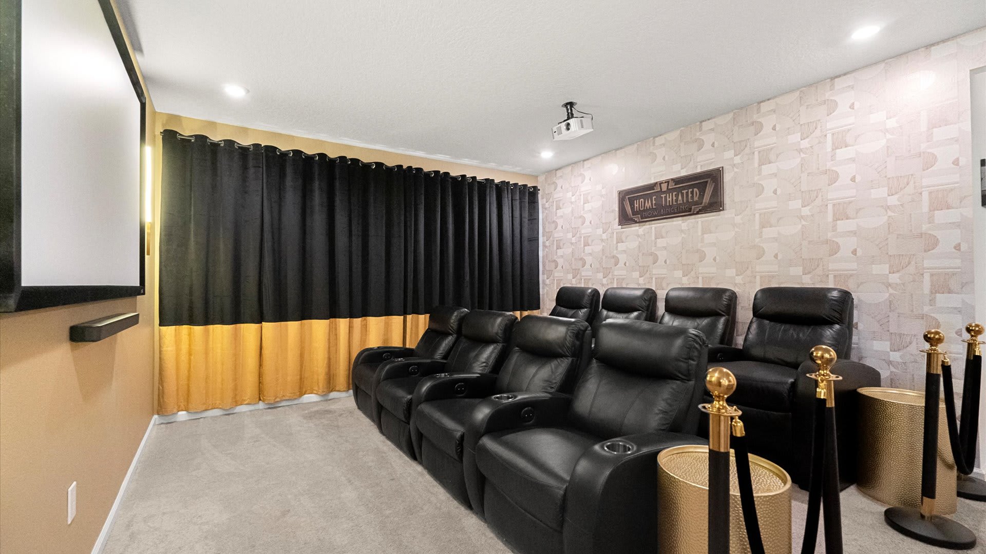 Brand new in-home theatre with large projector screen