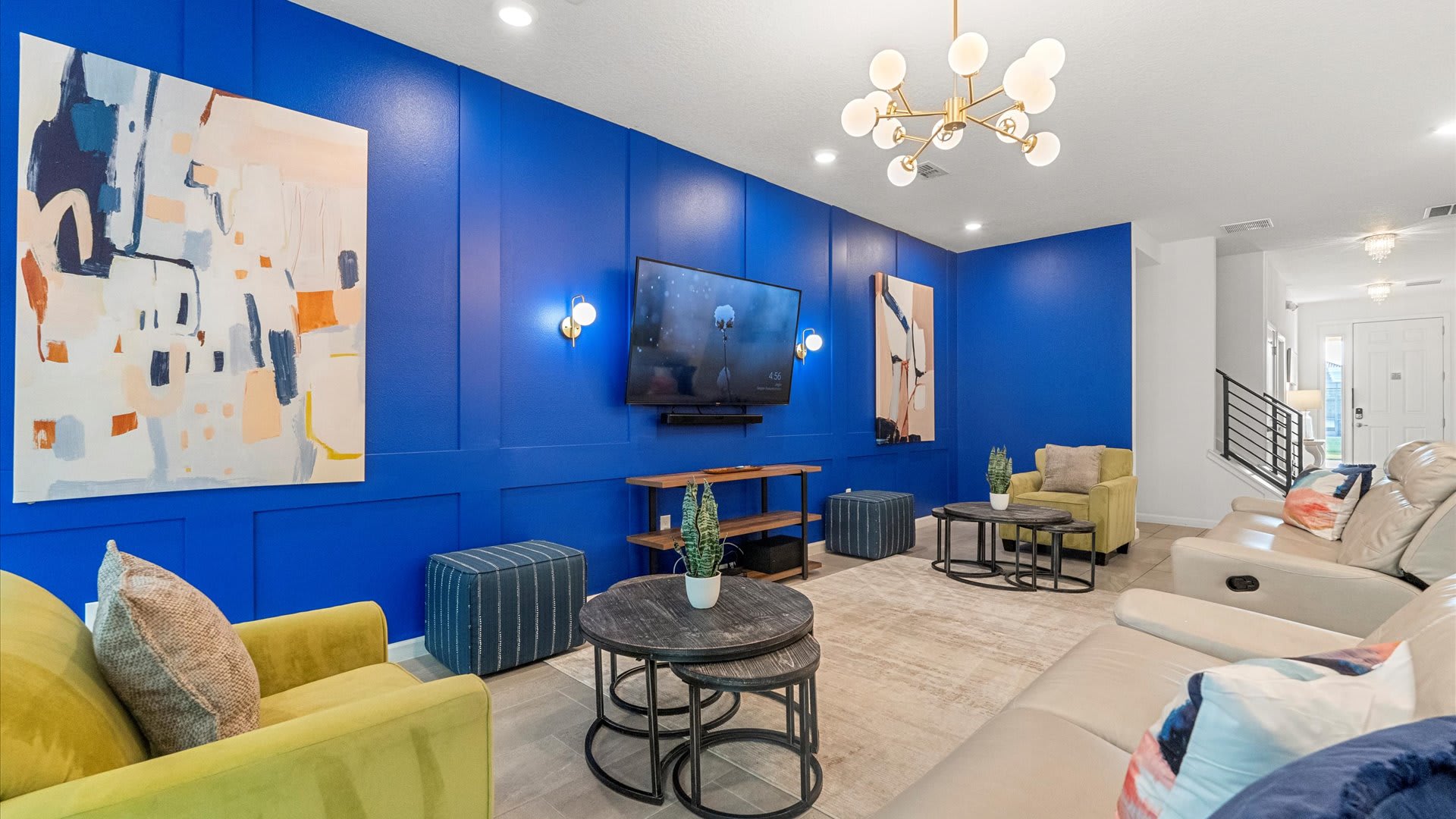 Contemporary design living area smart TV and high speed internet