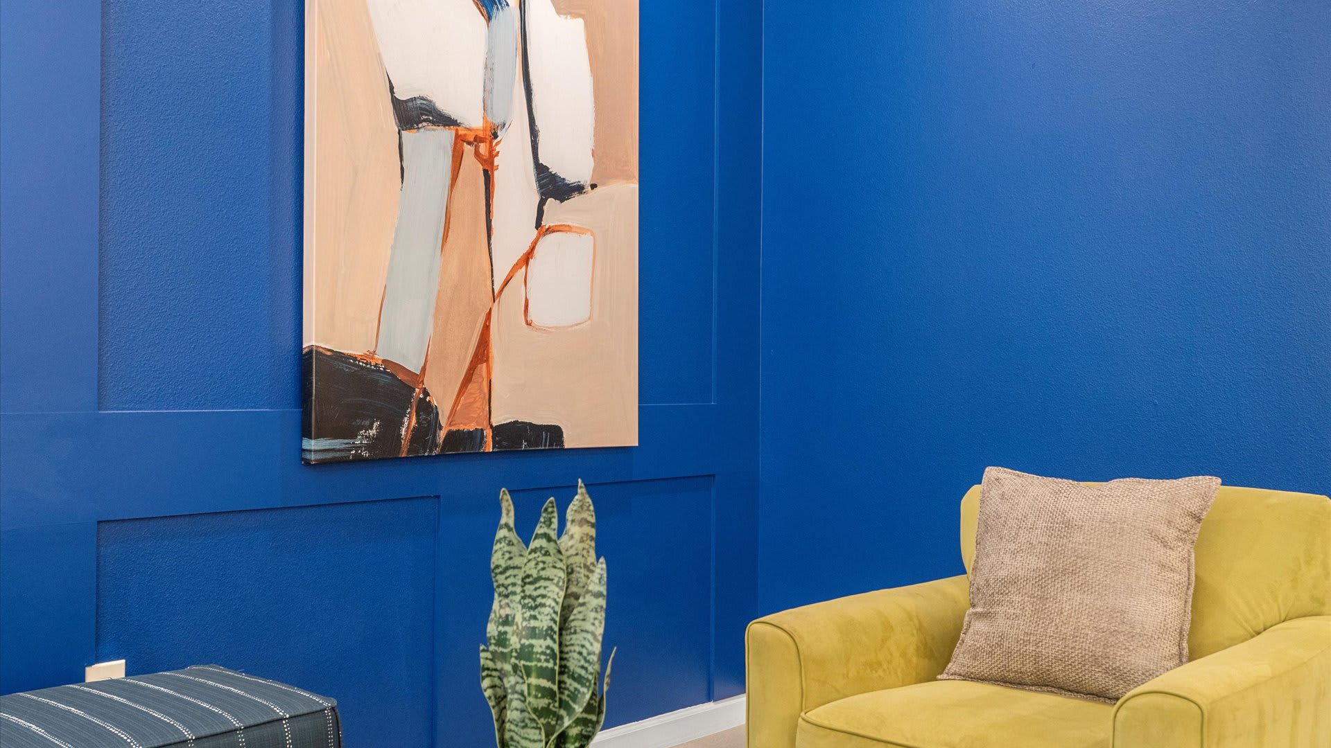 Modern furnishings in the living area