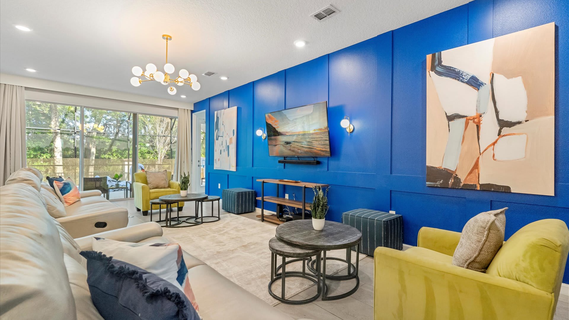 Contemporary design living area smart TV