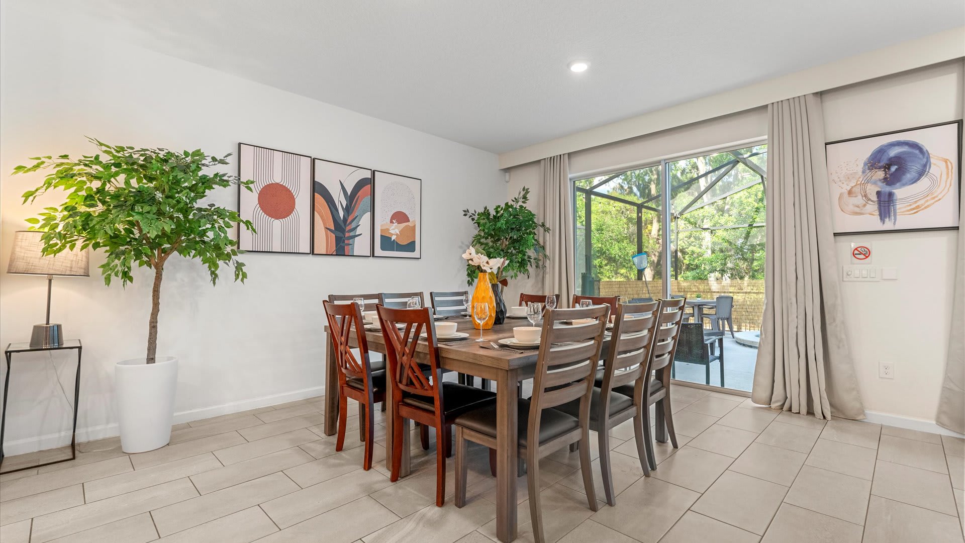 Dining area with patio access