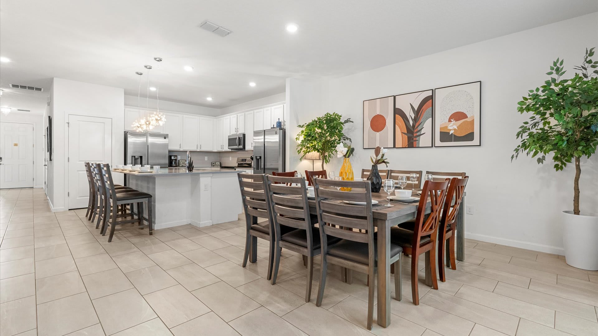 Dining area with patio access
