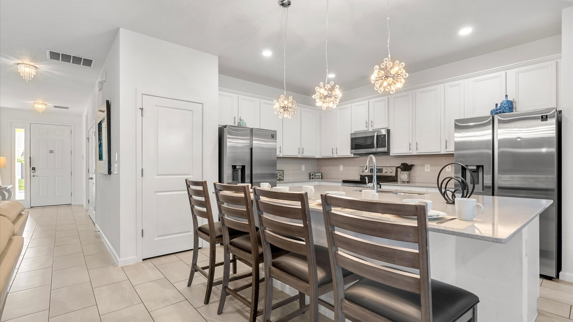 Large kitchen island with bar seating