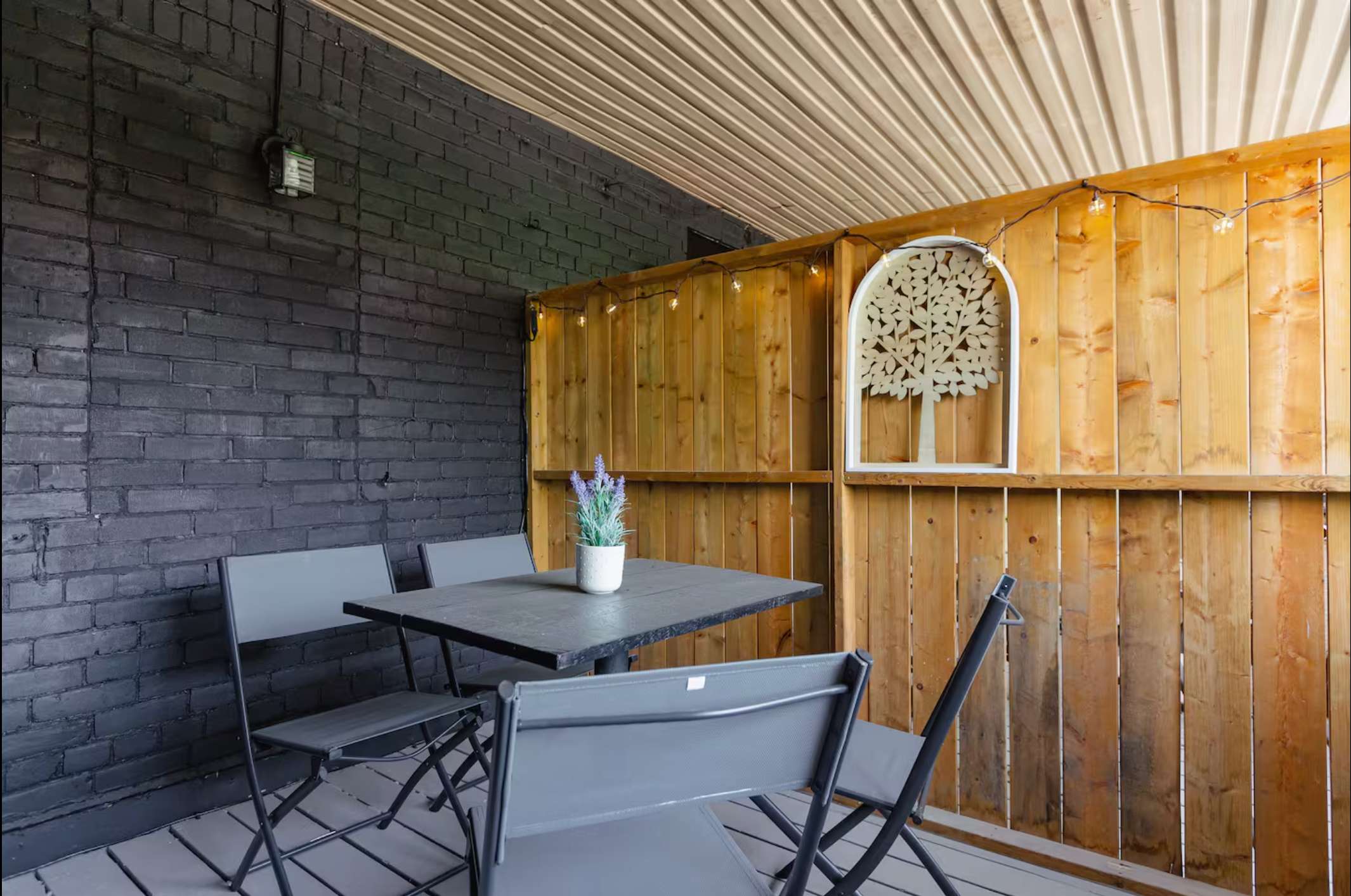 Outdoor patio area with seating