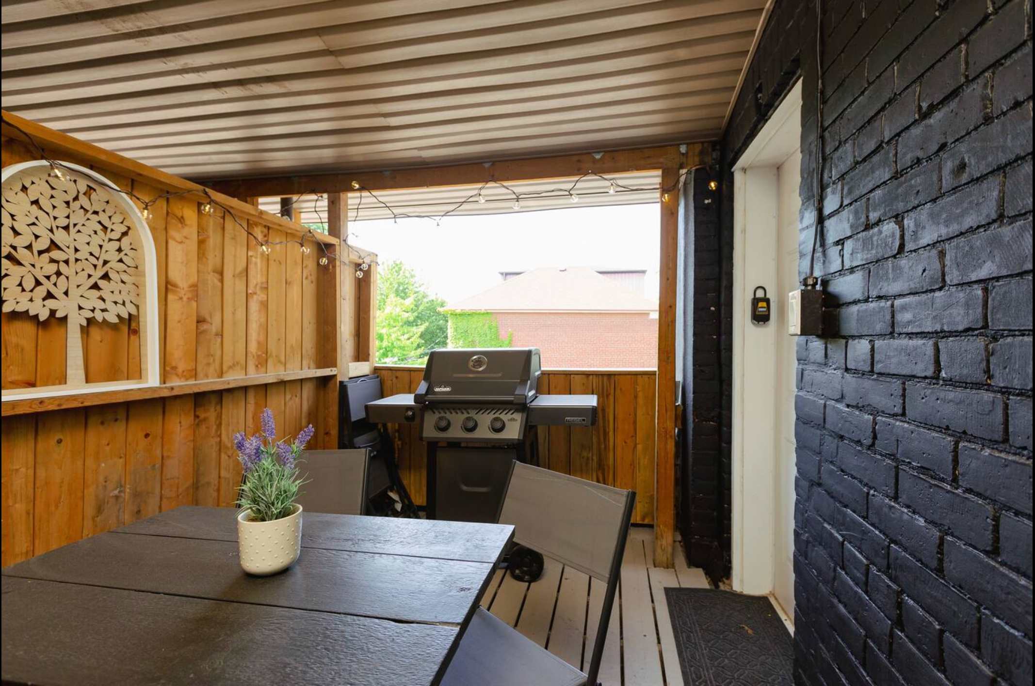 Outdoor patio with BBQ grill