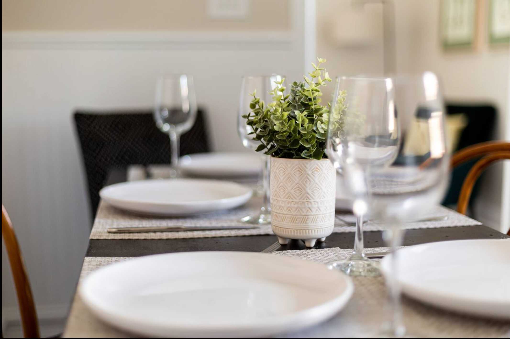 Dining area with full dining set