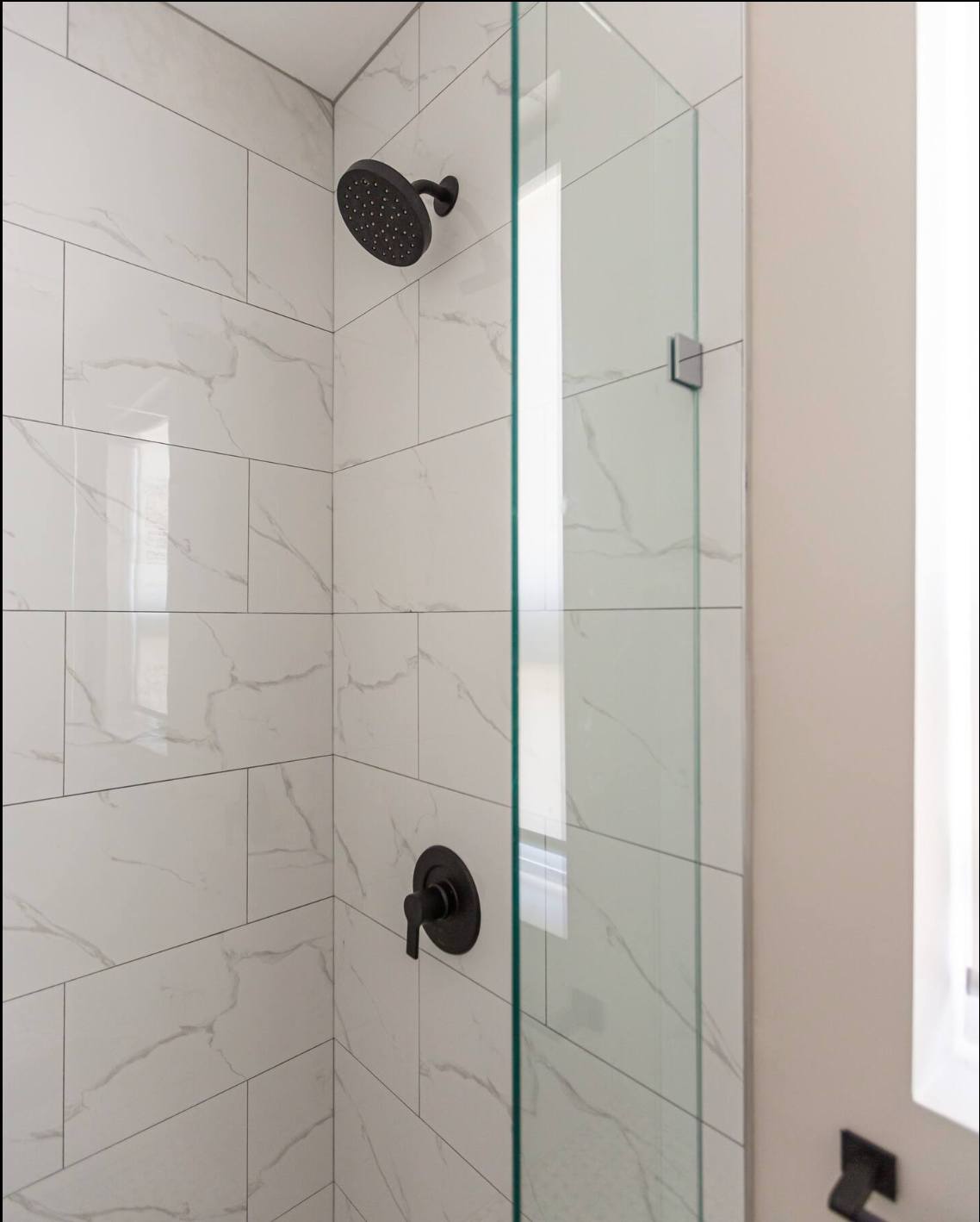 Standing shower in the bathroom