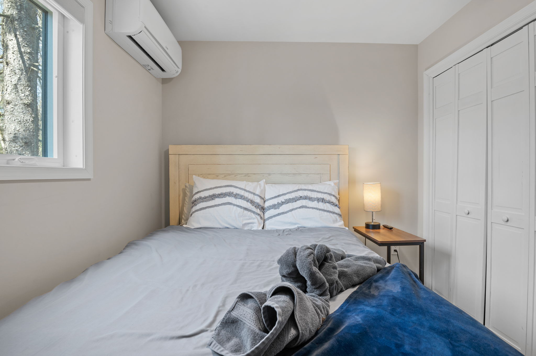 Peaceful Bedroom
A cozy setup with soft tones, blackout shades, and a comfy bed ready to welcome you after a full day.
