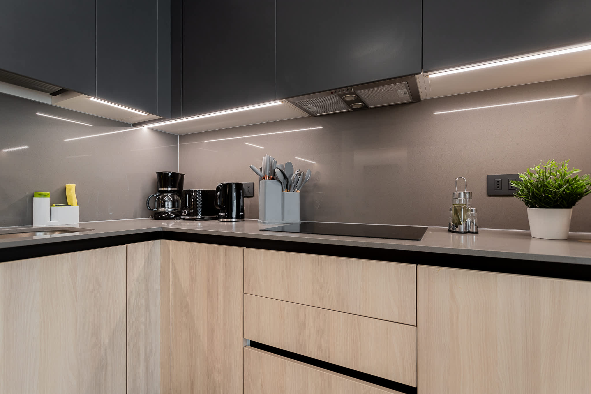 Sleek modern kitchen with top-notch appliances and stylish design, perfect for culinary adventures in the heart of Chile.