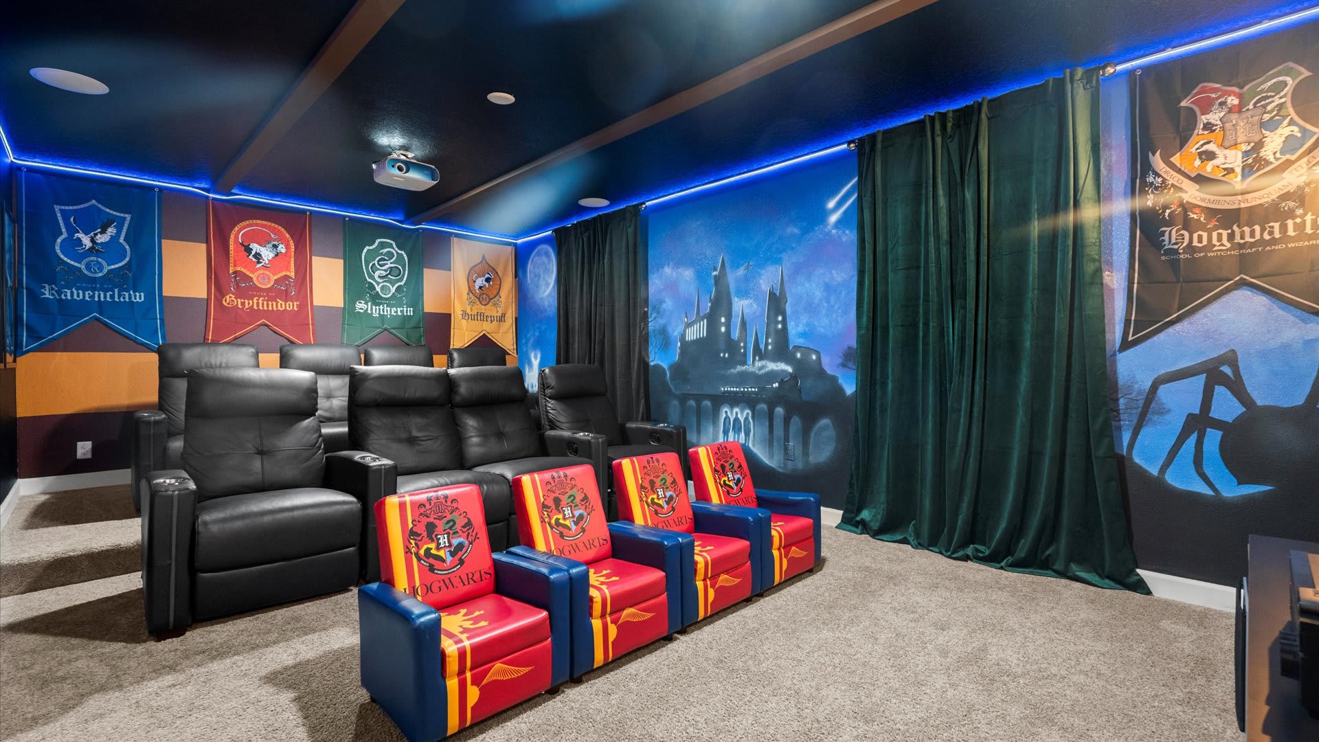 Harry Potter themed cinema with seating for the entire group