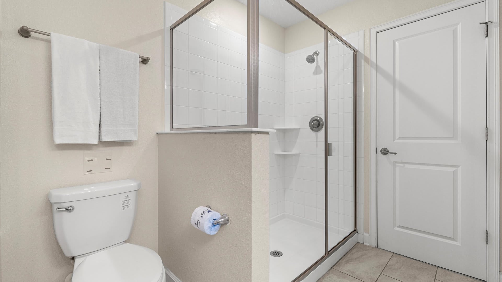 Standing shower in bathroom