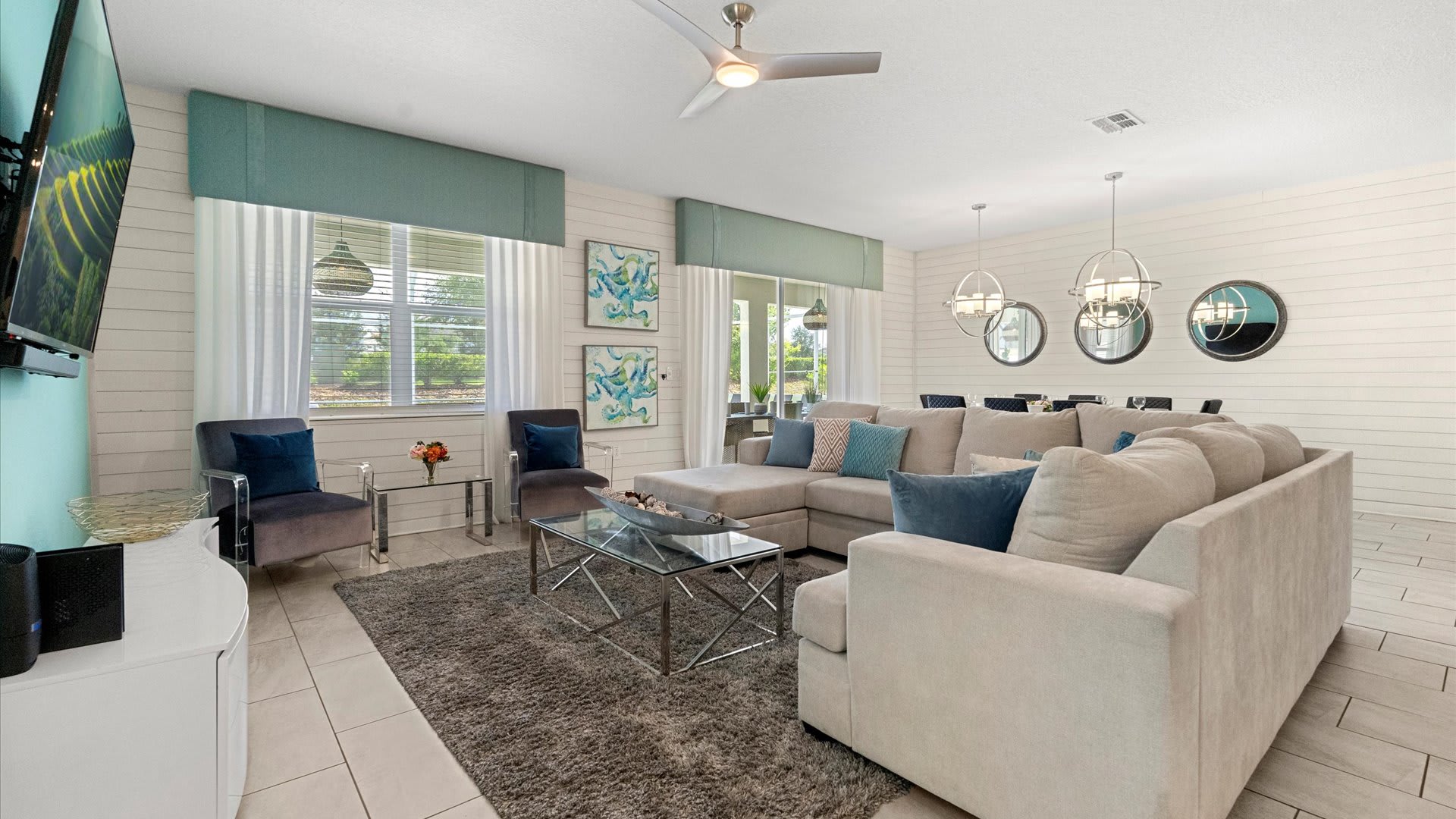 Living room with smart TV and high speed internet