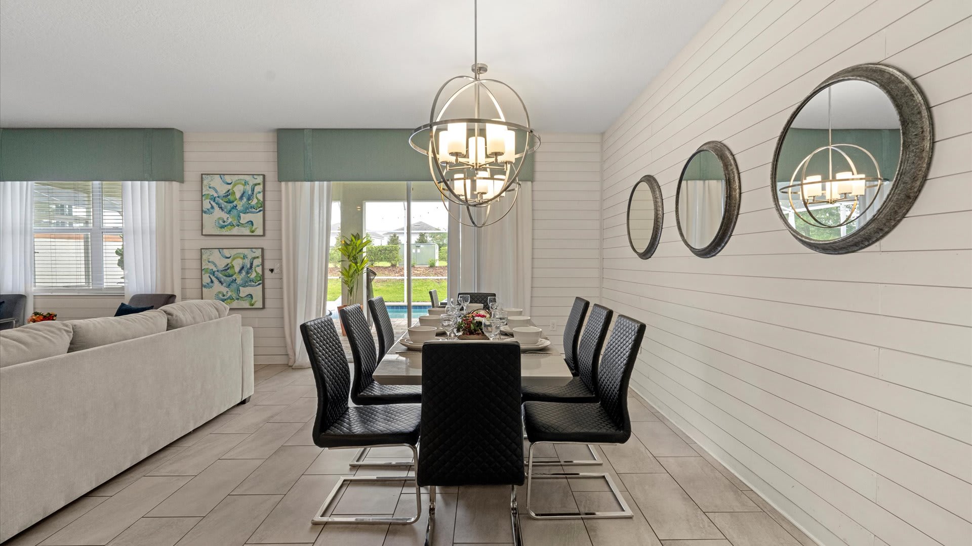 Indoor dining area seating up to 8 guests