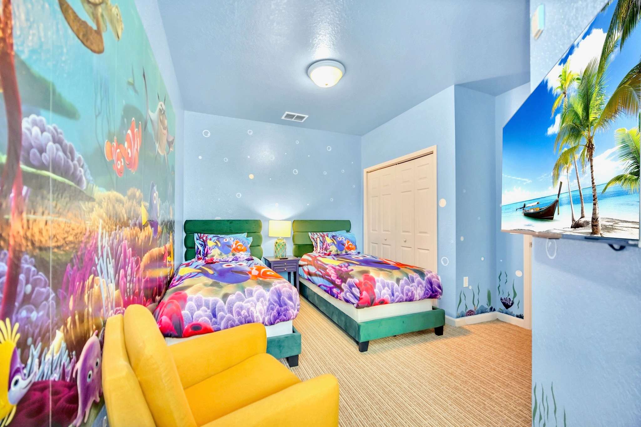 Finding Nemo themed kids bedroom - 2 single beds