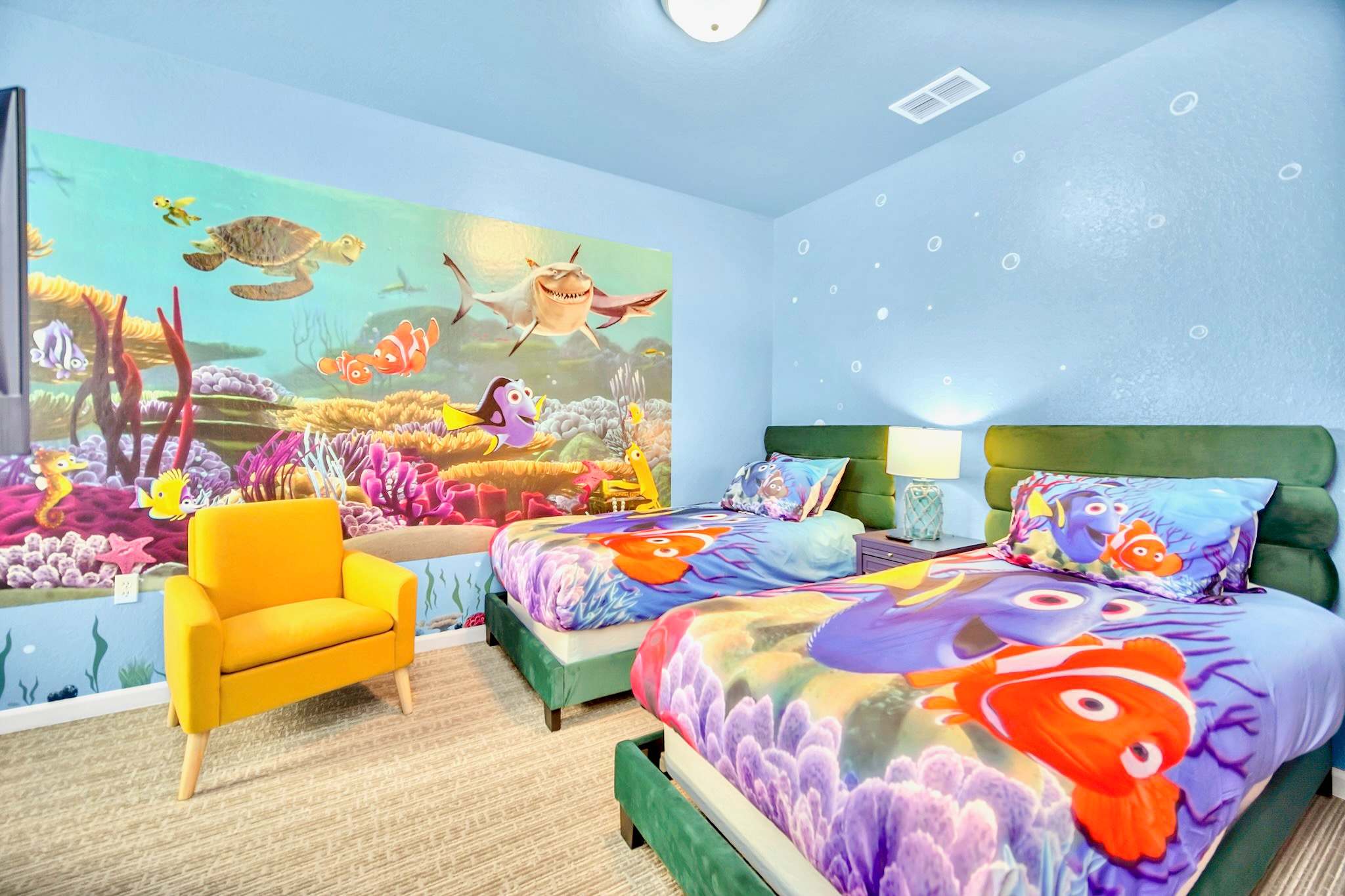 Finding Nemo themed kids bedroom - 2 single beds