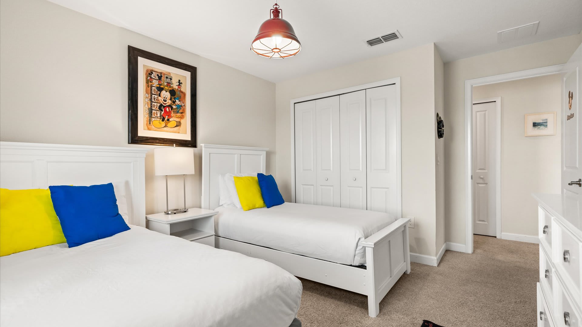 Mickey Mouse Themed Bedroom - 1 Double bed, 1 Single bed