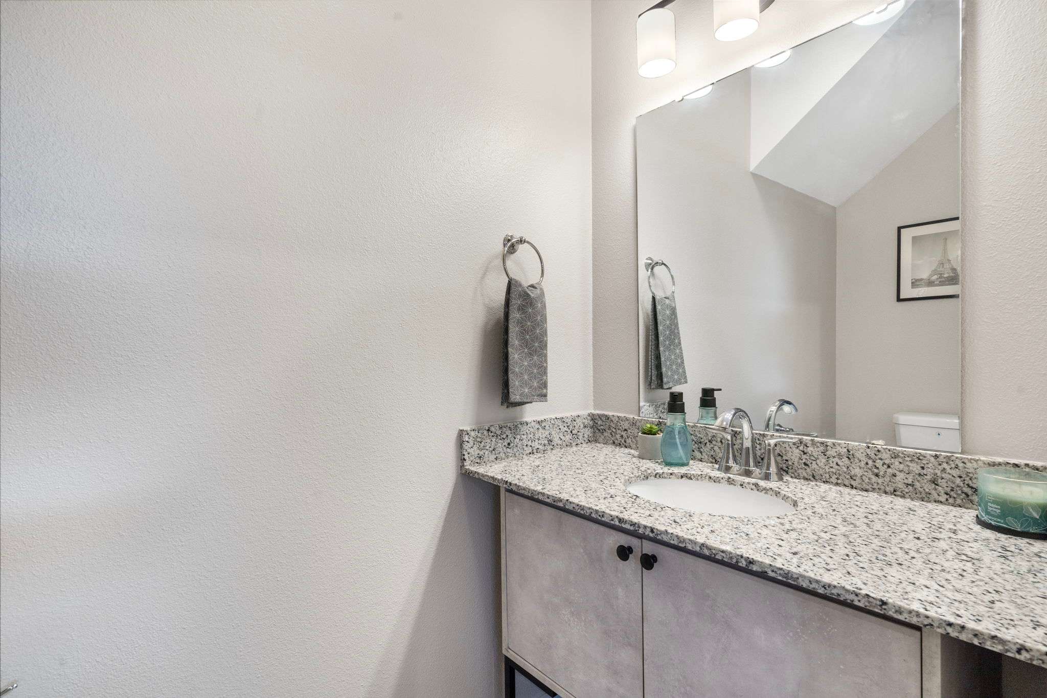Powder room located on the first floor