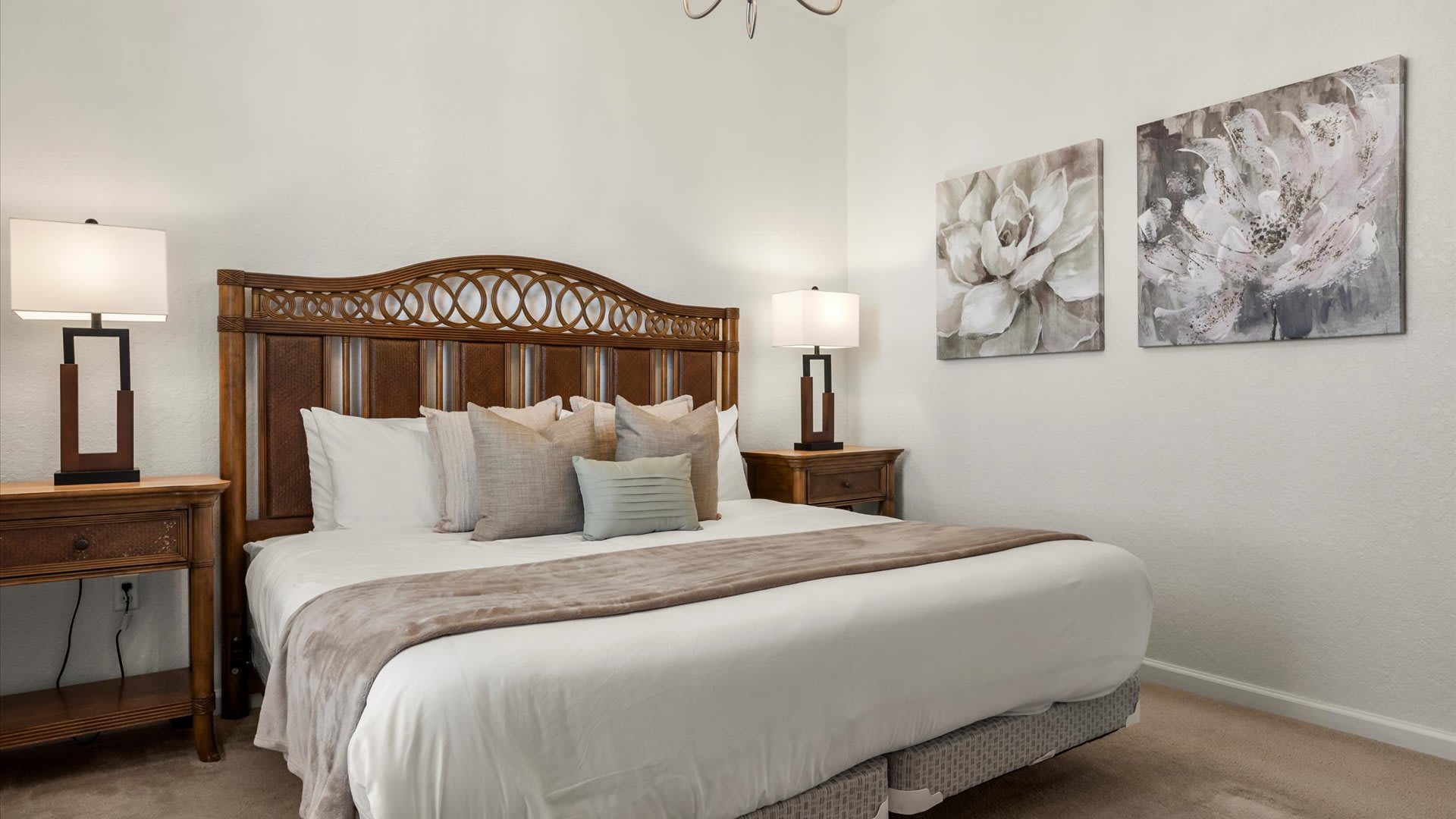 Tasteful King Bedroom with Bright Natural lighting 