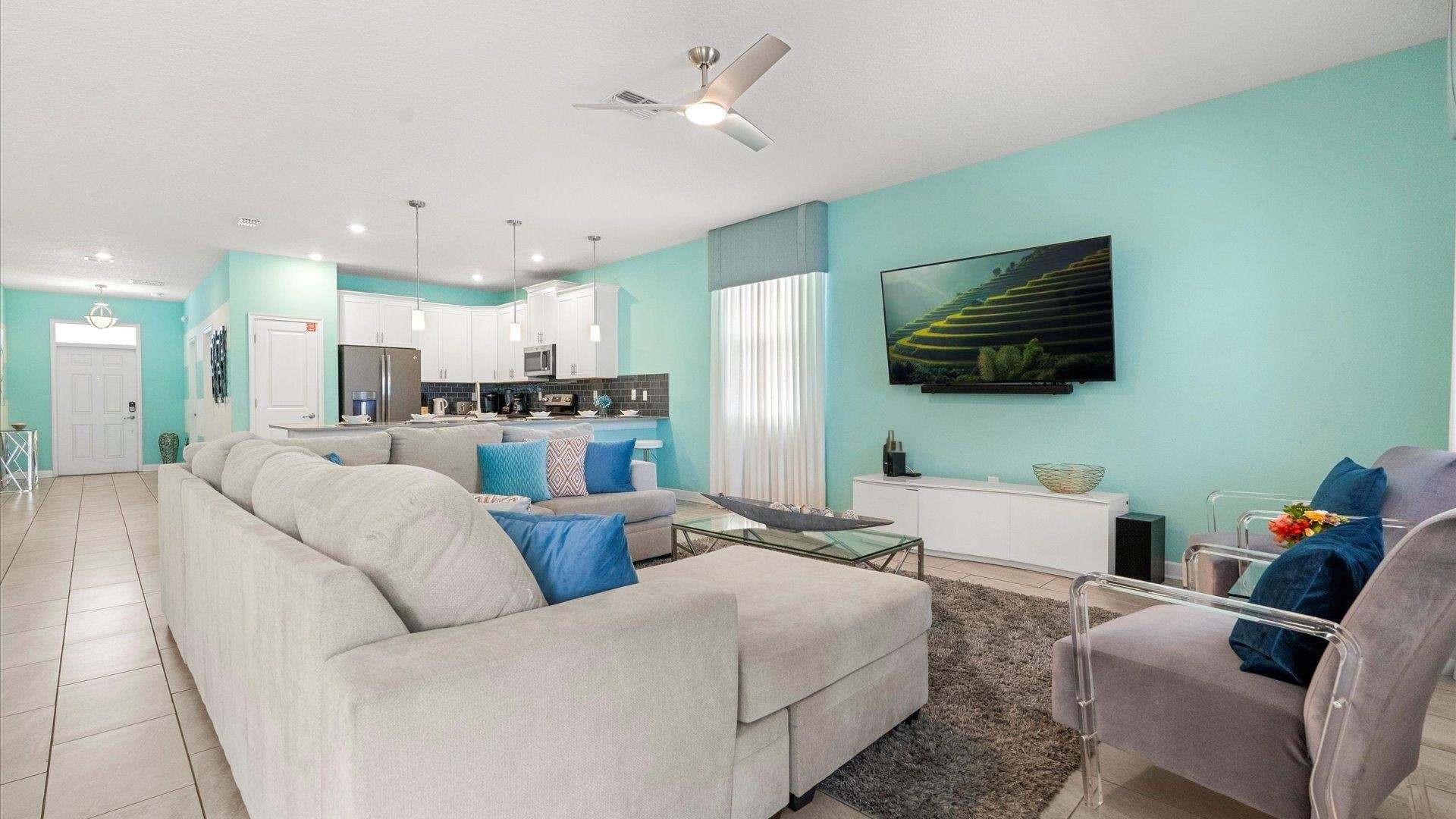 Living room with smart TV and high speed internet