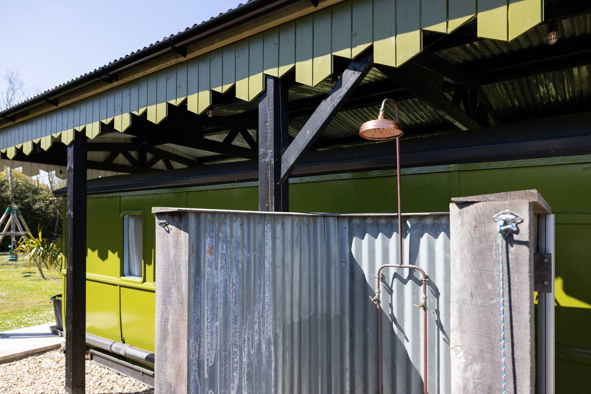 Freshen up after a day at the beach under the heated outdoor shower.