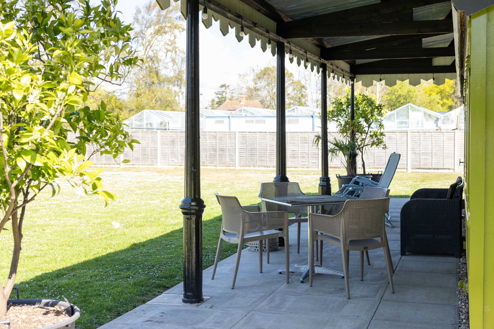 Take the weight off your feet on the 'platform' with a morning coffee or evening drink.