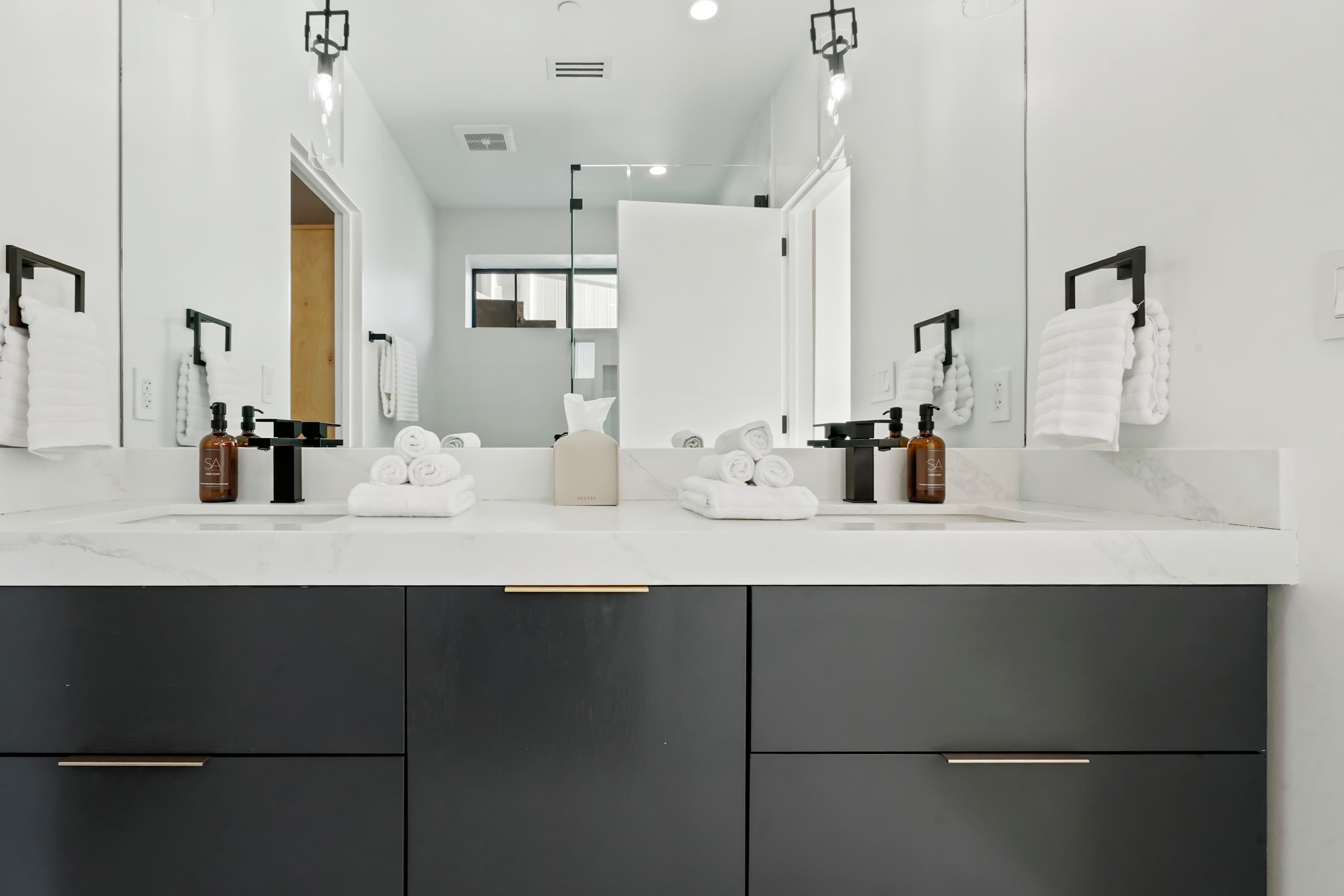 Double vanity designed for easy mornings and relaxed evening routines.