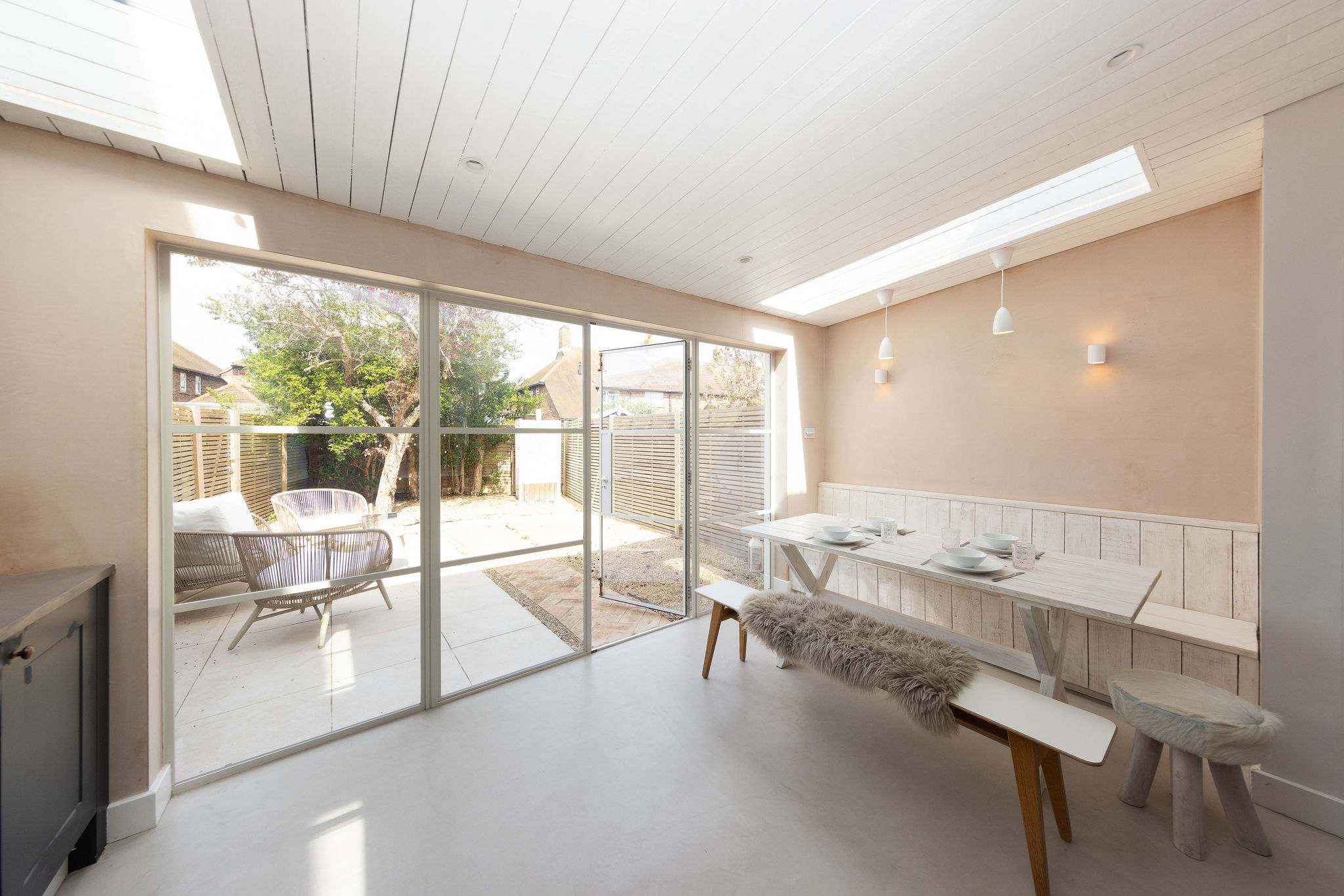 The property has a light and airy open-plan kitchen/dining area.