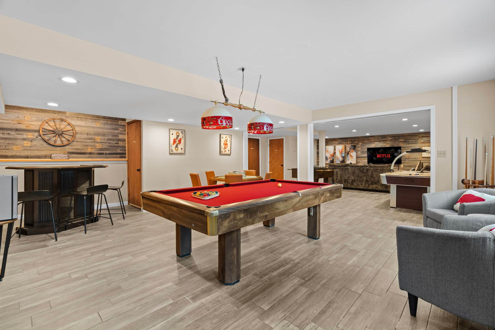 Game On!
Challenge your crew to a friendly match on the pool table under retro-style lights. Fun nights start right here.