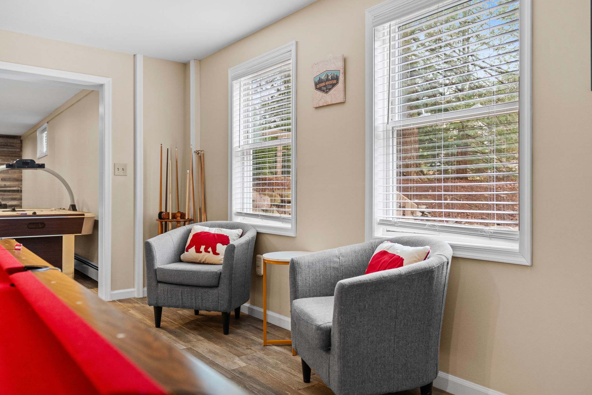 Sunny Game Lounge
Natural light pours into this cozy corner, perfect for relaxing between matches or cheering from the sidelines.