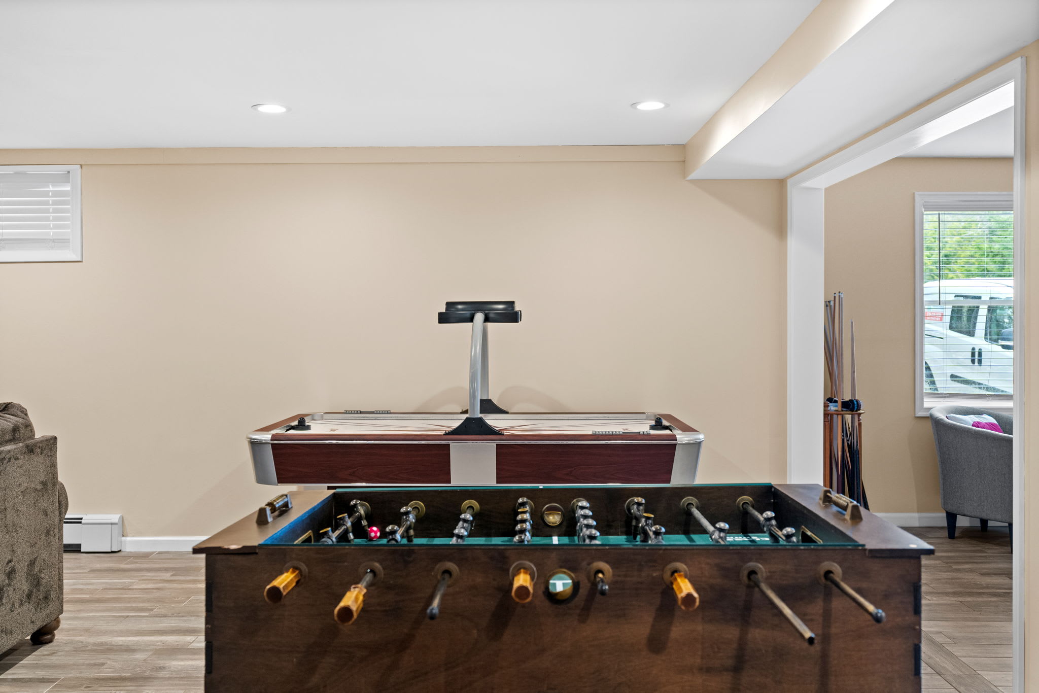 Game Room Energy
Foosball and air hockey come together in this lively corner made for friendly competition and nonstop fun.