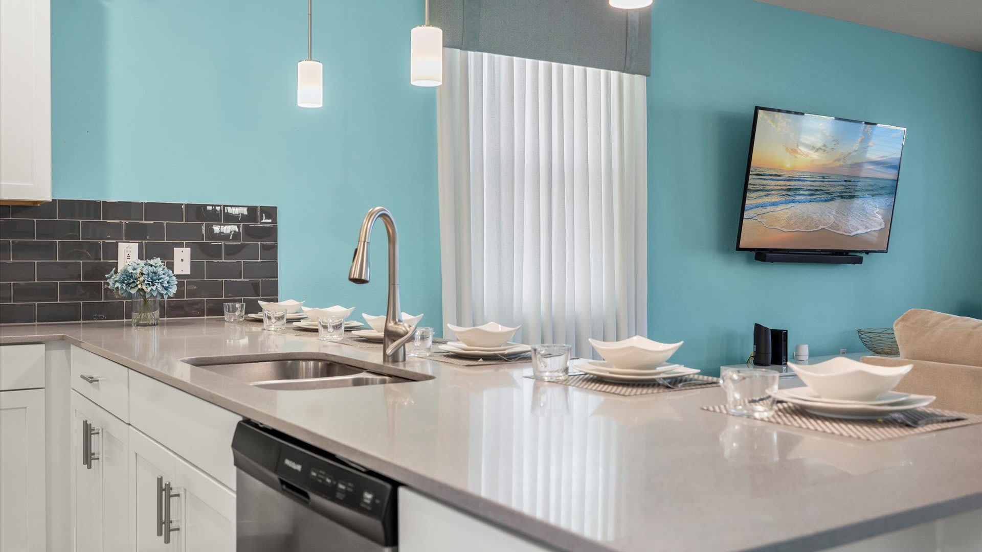 Modern kitchen with sleek countertops