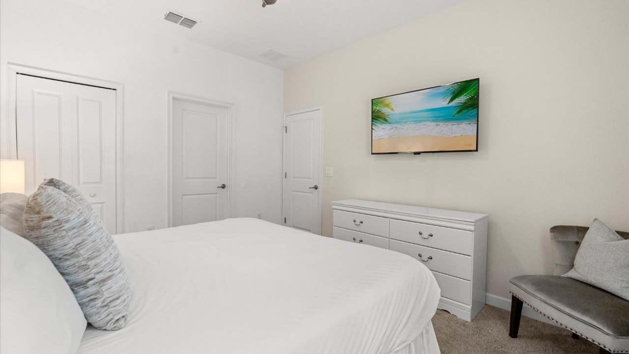 King bedroom with smart TV
